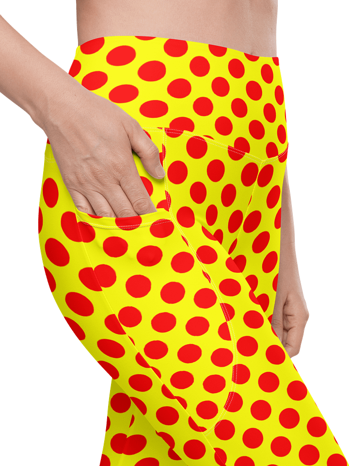 Red Polka Dots on Yellow Leggings with Pockets product image (1)