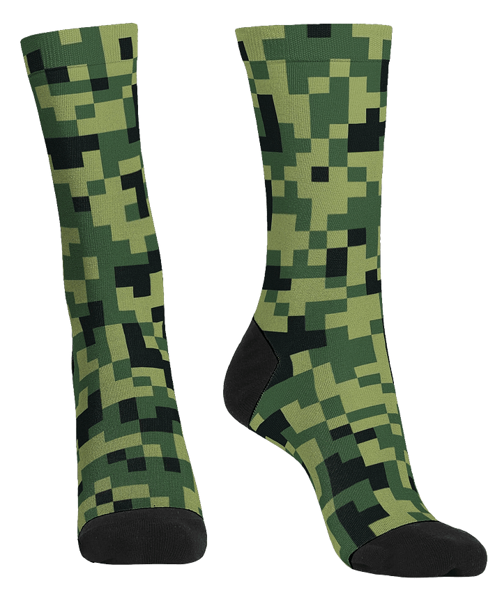 Military Green Camouflage Pixels Camo Pattern Premium Crew Socks product image (2)