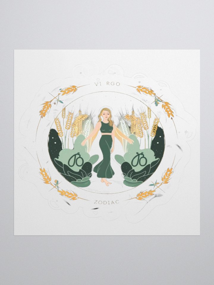 Virgo Zodiac Sticker - Maiden with Wheat & Floral - Vinyl product image (1)