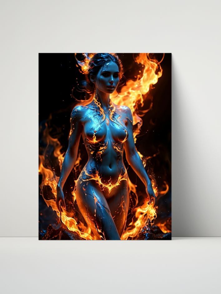 Inferno Goddess Metal Print - 8x10 Fantasy Fire Elemental product image (1)