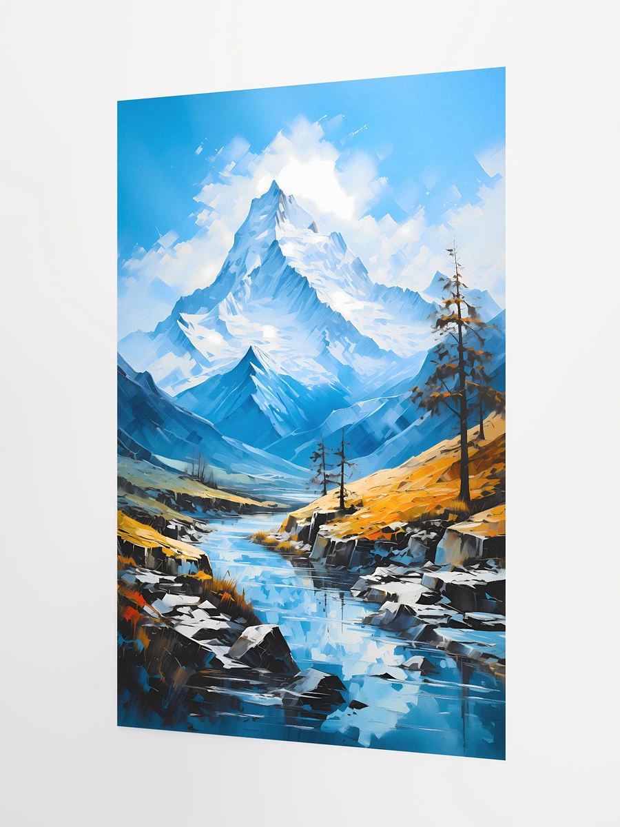 Alpine Serenity: River Flowing from Snowy Mountain Peak Matte Poster product image (5)