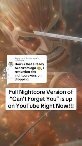 Full Nightcore version is up now!!! #nightcore #attackontitan #aot #tiktok #newmusic