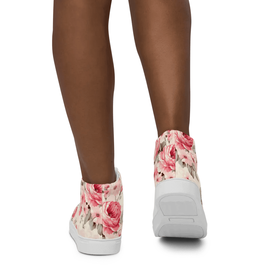 Women's Pink Floral High Top Canvas Shoes product image (8)