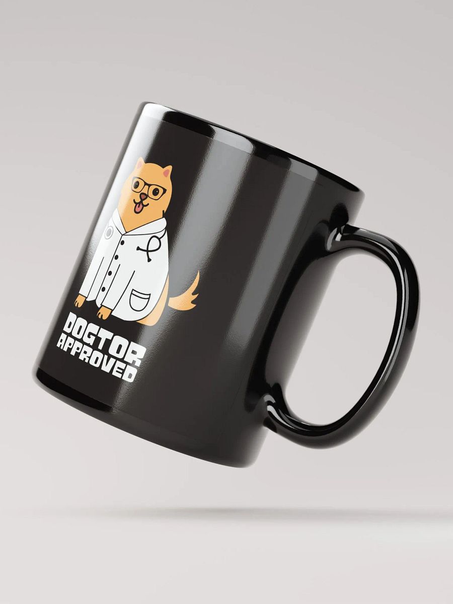 "Dogtor approved" black glossy mug product image (3)