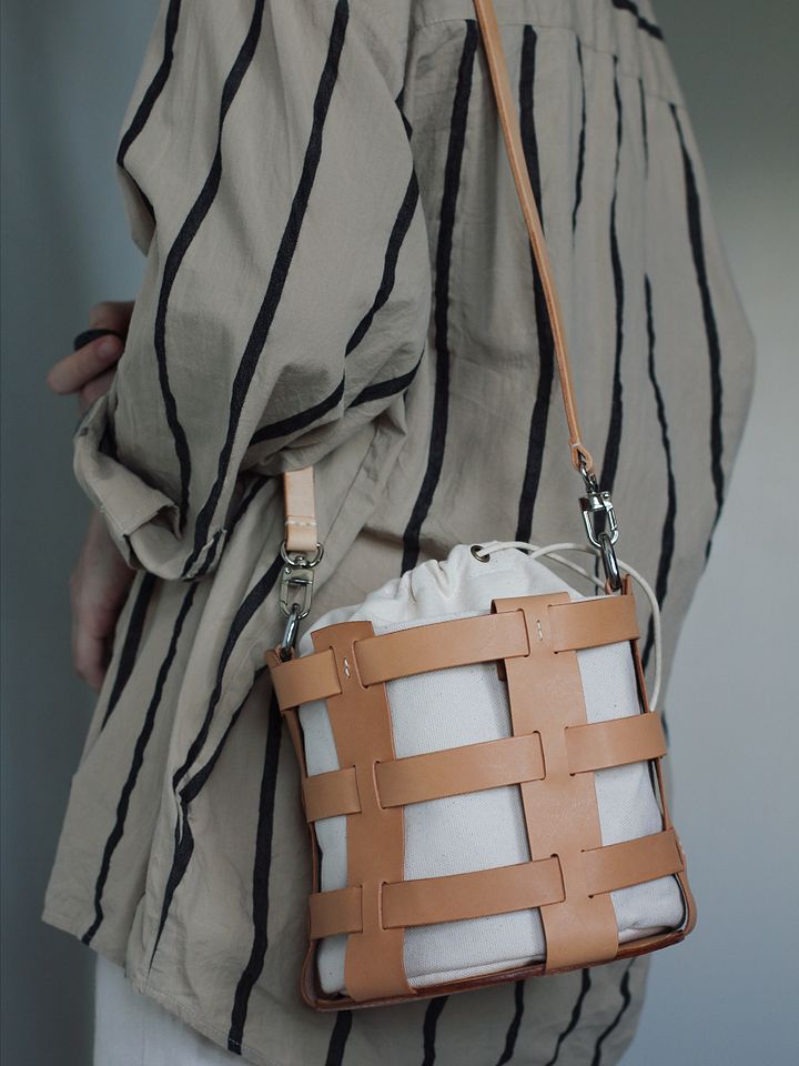 Vegetable Tanned Leather Caged Bucket Bag product image (1)