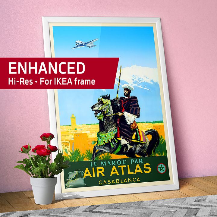 Morocco, Air Atlas, 1950s — retro travel poster, vintage travel print product image (1)