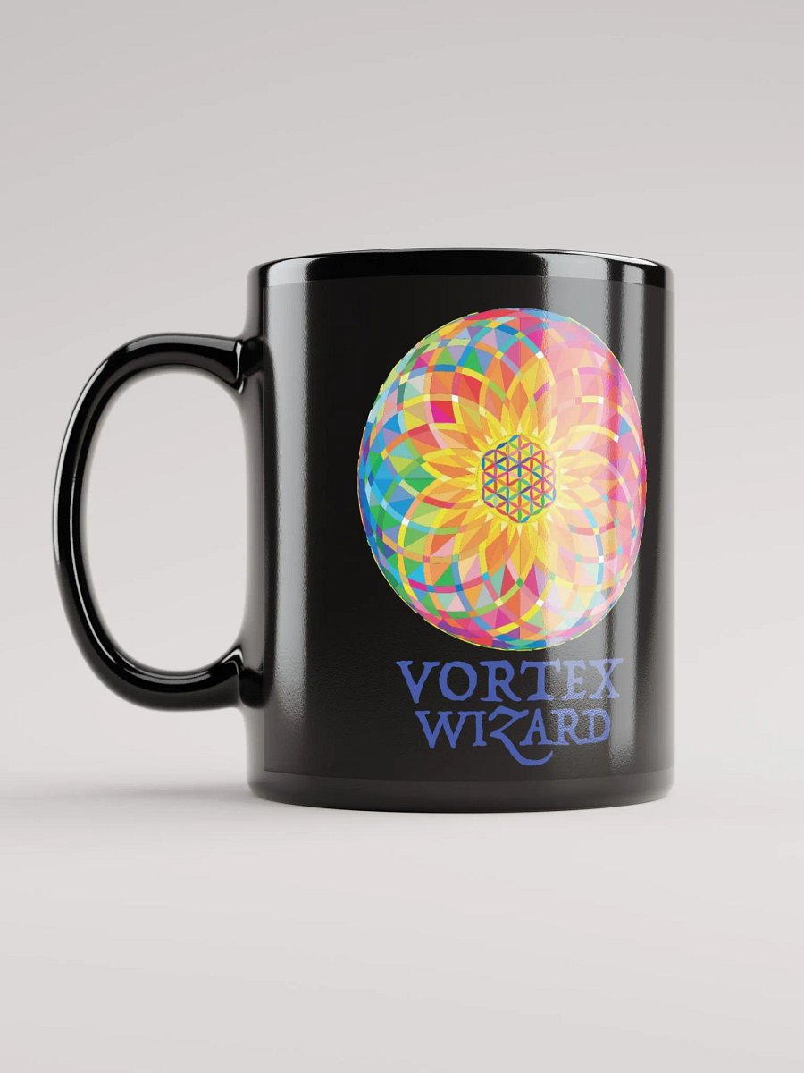SACRED GEOMETRY VORTEX WIZARD • black ceramic mug product image (6)