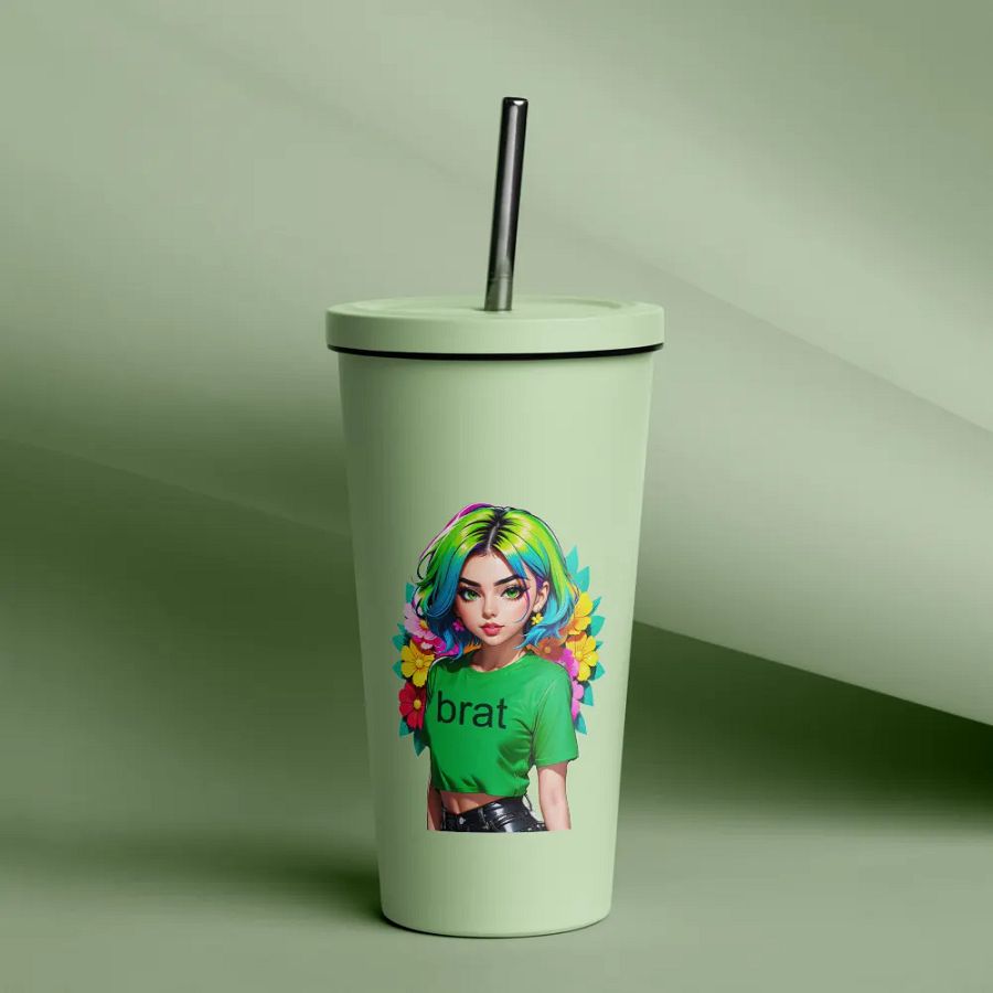 Brat 20 oz Tumbler Cup - Mint - Insulated Tumbler with a Straw v1 product image (12)