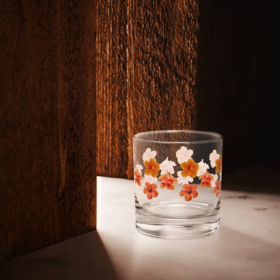 Orange Hibiscus Rocks Glass product image (6)