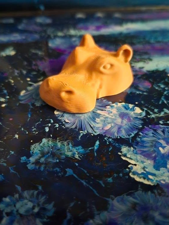 Small Laying Hippo Head - 3D Printed product image (1)