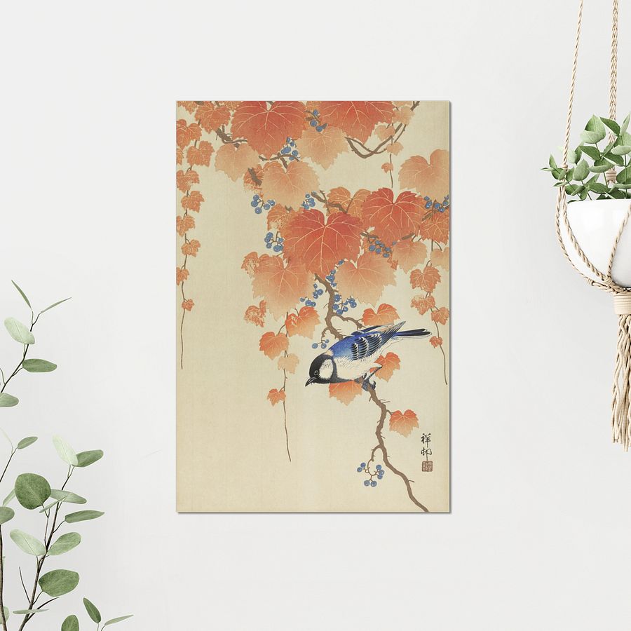 Great tit on paulownia branch - Ohara Koson product image (3)