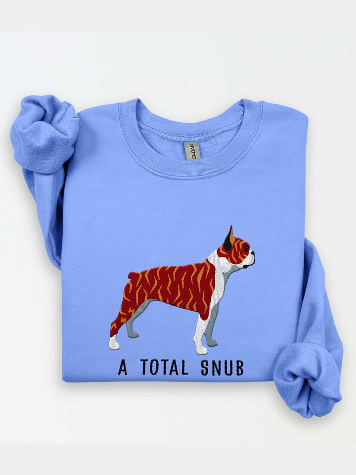A Total Snub Sweatshirt (Embroidered) of a Boston Terrier(Reverse Brindle & White) product image (1)
