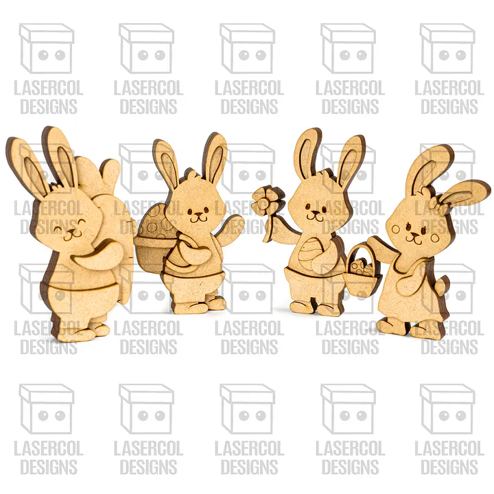 Cute Easter Bunny Figurines Set 1 - Laser Cut Files product image (2)
