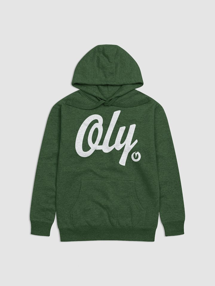 Oly Classic Chunky Script + Hook O White on Green Hoodie product image (1)