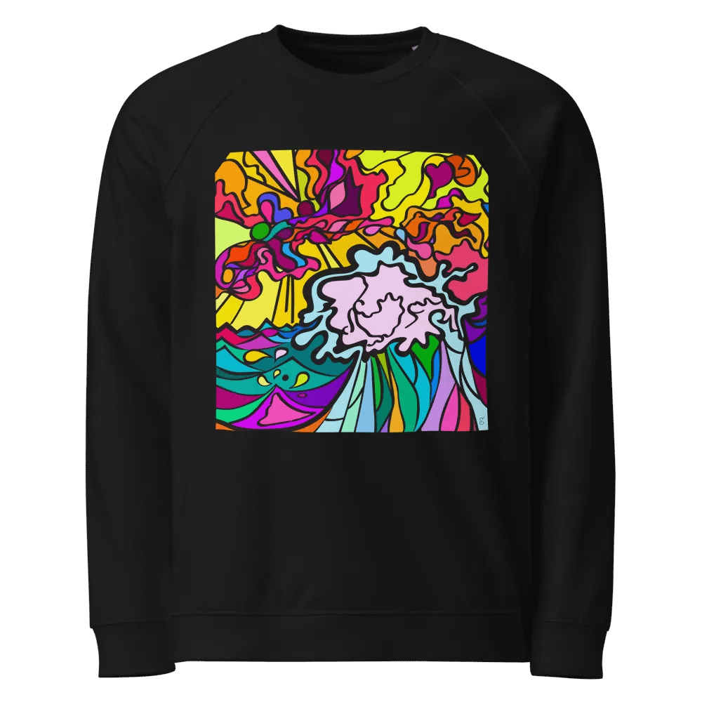 Vibrant Mosaic Raglan Sweatshirt - Wave at Sunset product image (1)