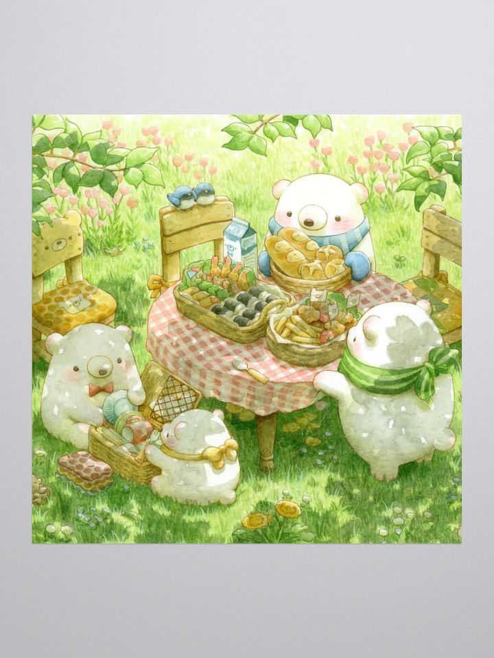 Cute Bear Picnic Sticker - Whimsical Soft Bears Friends product image (3)