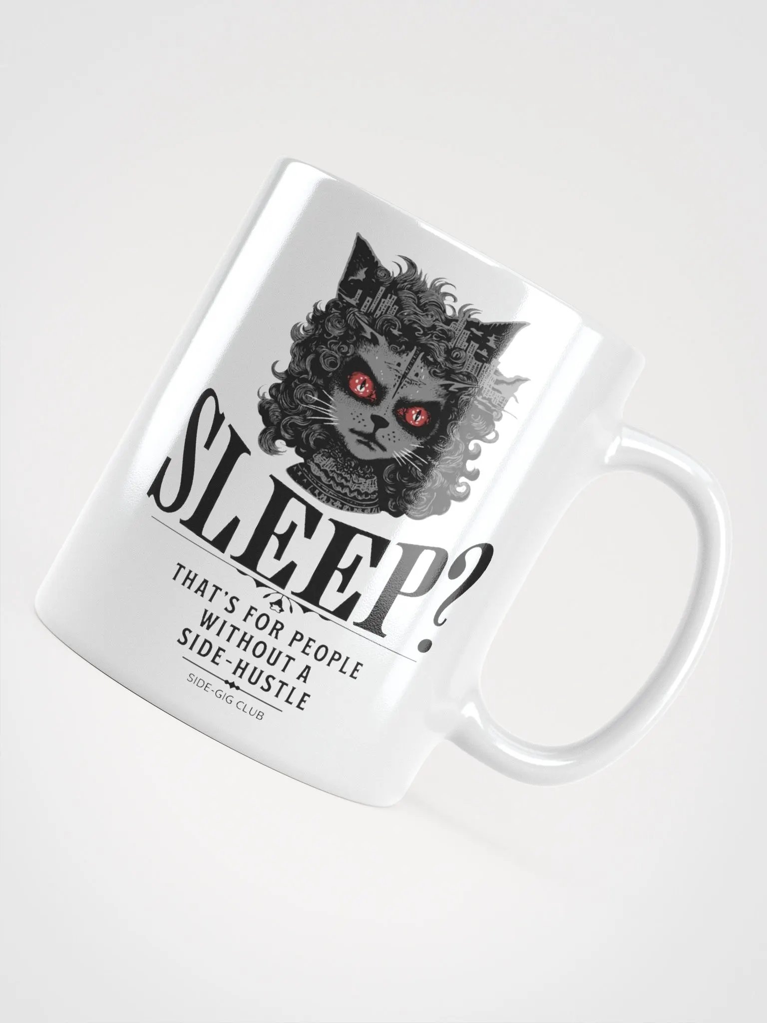 Sleepless Hustle: Intense Cat Eyes Mug product image (3)