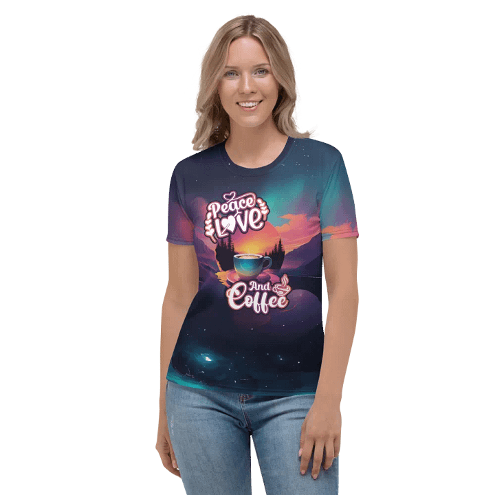 Peace Love and Coffee All Over Print T-shirt product image (2)