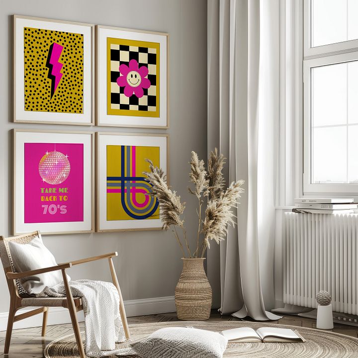 Disco Ball Retro Gallery Wall Set of 8 DIGITAL Prints product image (2)