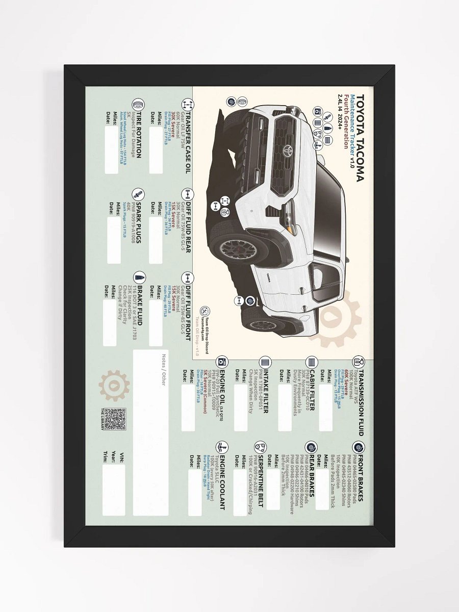 4TH GEN MAINTENANCE TRACKER V1.0 - White (FRAMED) product image (2)
