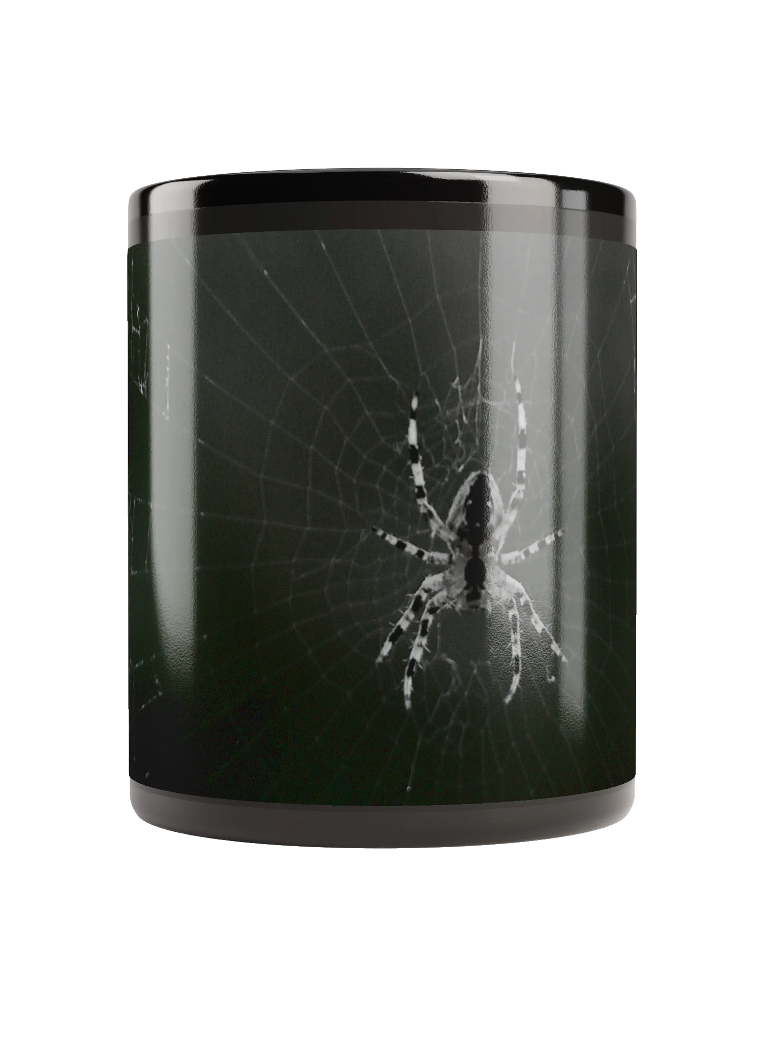Keramiktasse schwarz - Spinne im Netz schwarzweiß product image (5)