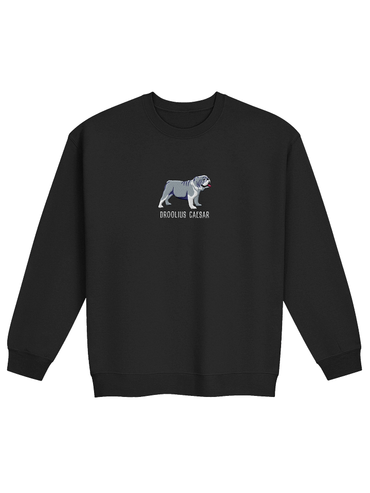 Droolius Caesar Sweatshirt (Embroidered) of an English Bulldog(Blue & White) product image (2)