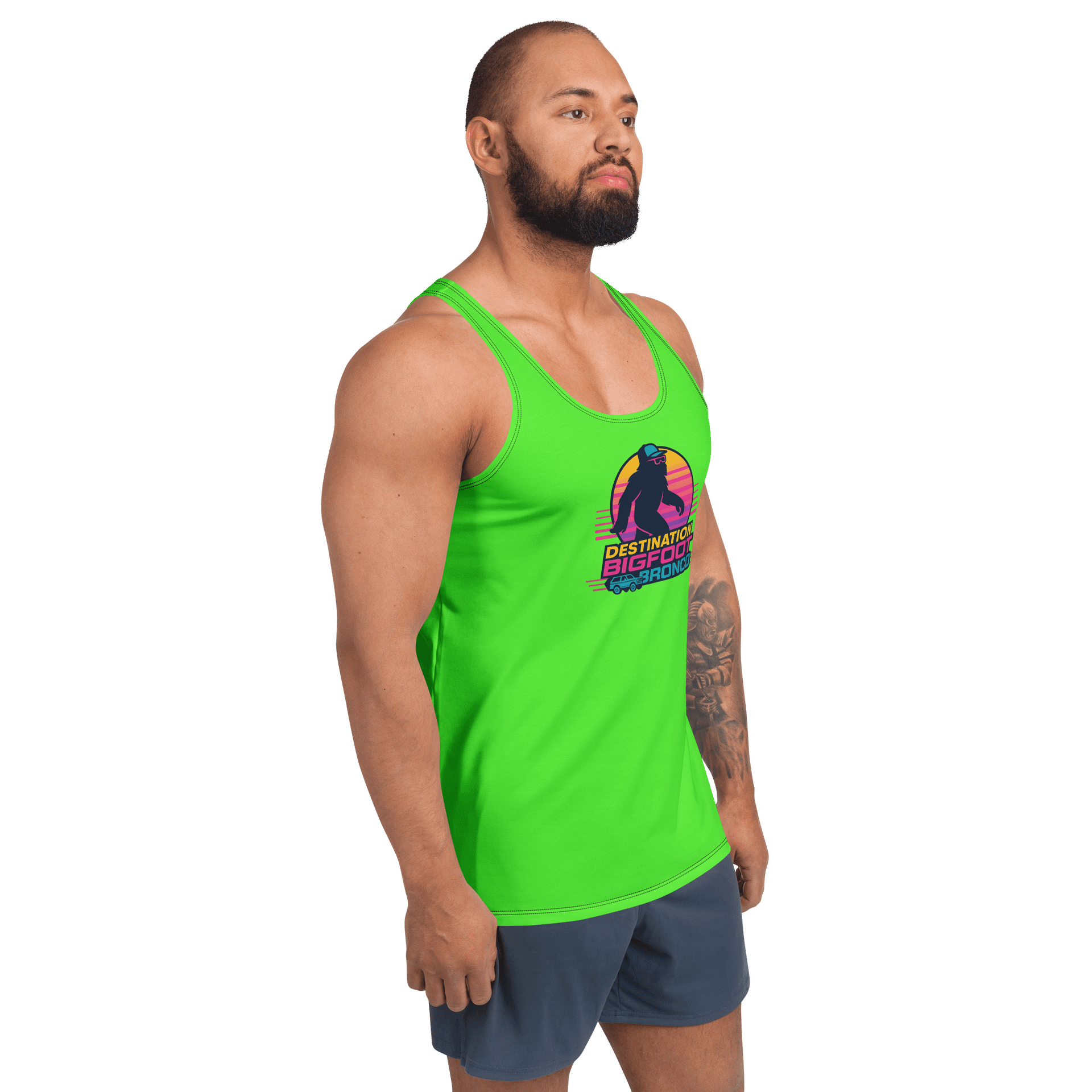 Synthsquatch Fitness Tank Top (Neon Green) product image (3)
