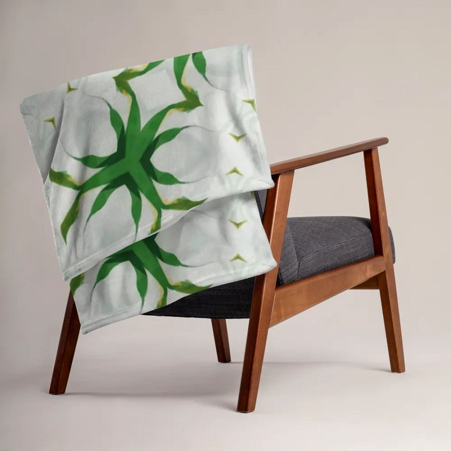 White & Green Floral Throw Blanket product image (5)