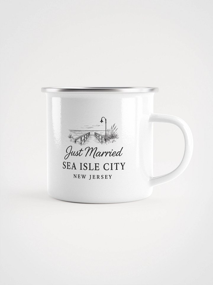Sea Isle City NJ "Just Married" Enamel Wedding Mug product image (1)