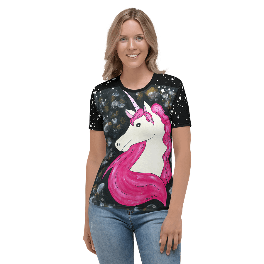 Unicorn (art by Dina R.) acrylic painting picture - Women's Crew Neck T-Shirt product image (2)