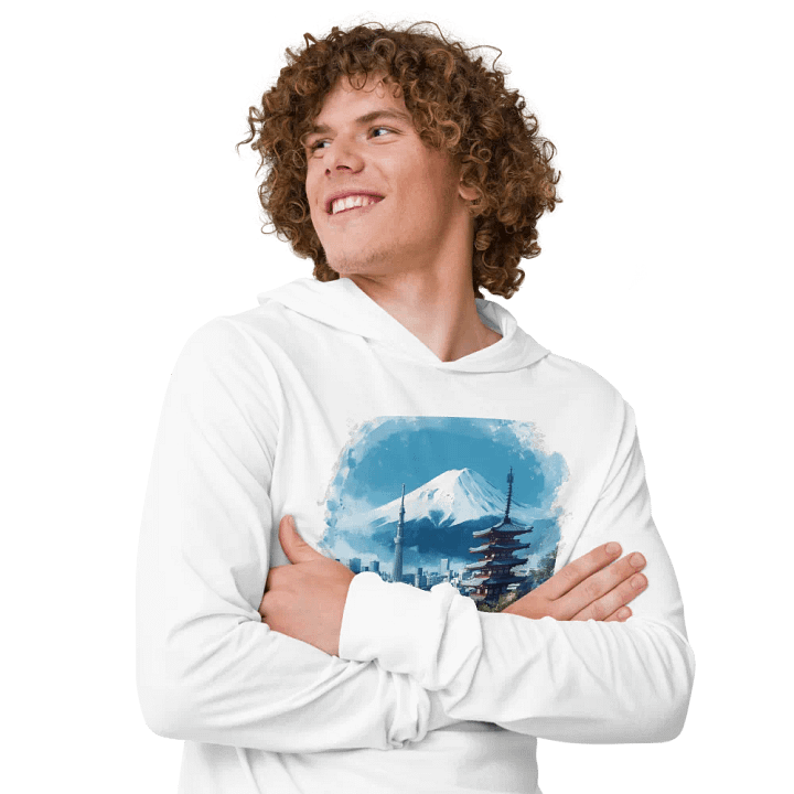 Tokyo Skyline Hooded Tee – Mount Fuji & City Vibes product image (1)