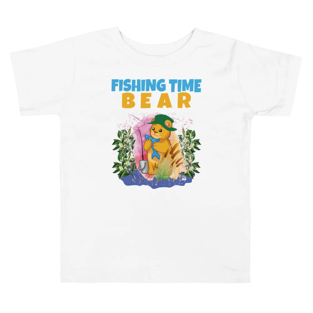 Bear Fishing Time Cute Colorful Funny Bella + Canvas Toddler T-Shirt – Funny Shirt & Gift for Kids product image (4)