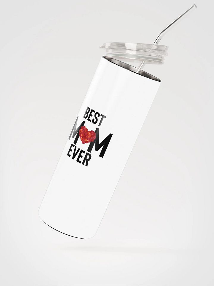 Rose Heart Mom Stainless Steel Thermos Tumbler with Straw, leak proof cup lid, Rose Heart Tumbler for women, mug, portable Bottled Water Bottle. product image (2)