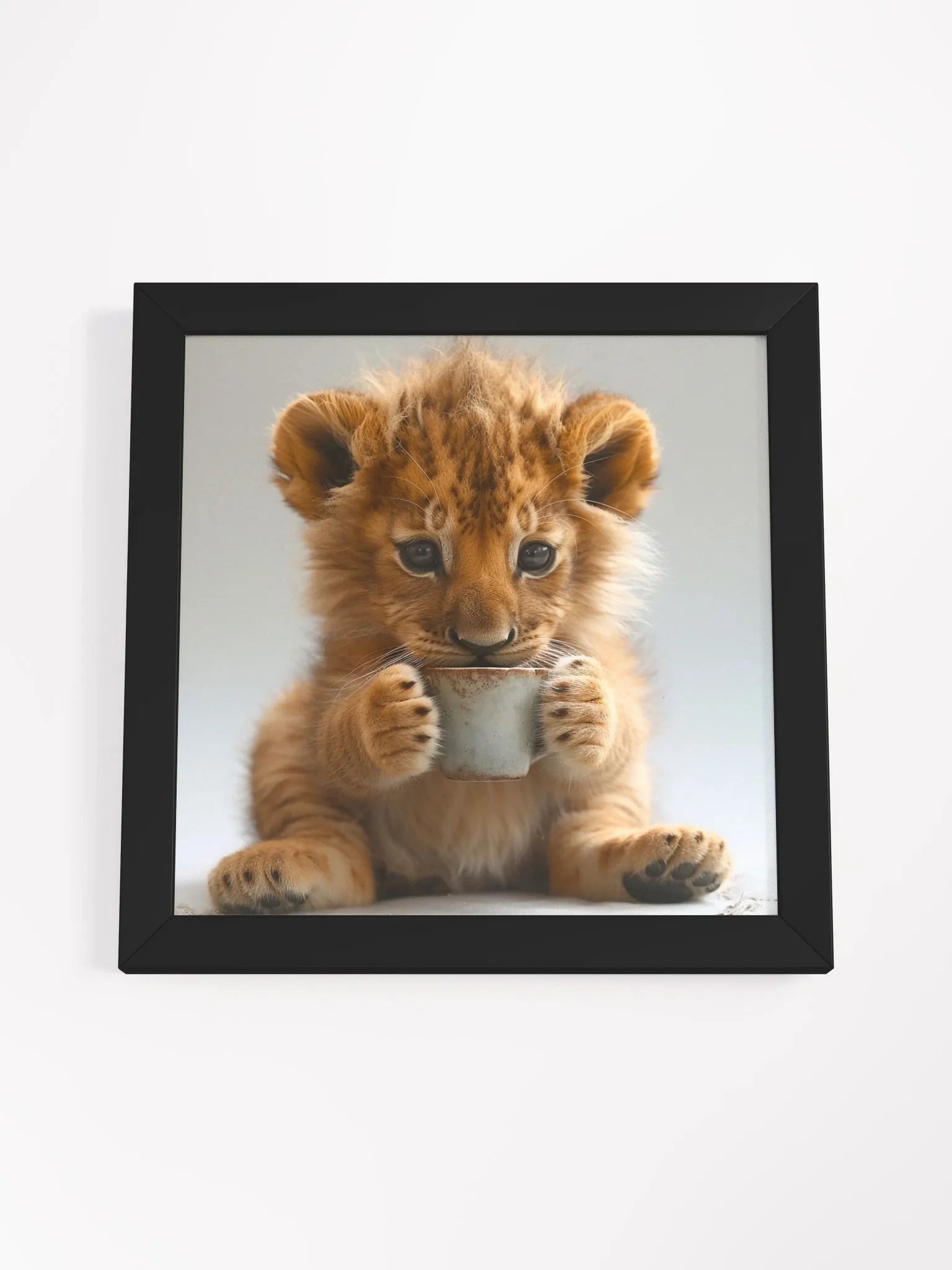 Coffee Lover Cute Baby Lion Cub Wall Art product image (30)
