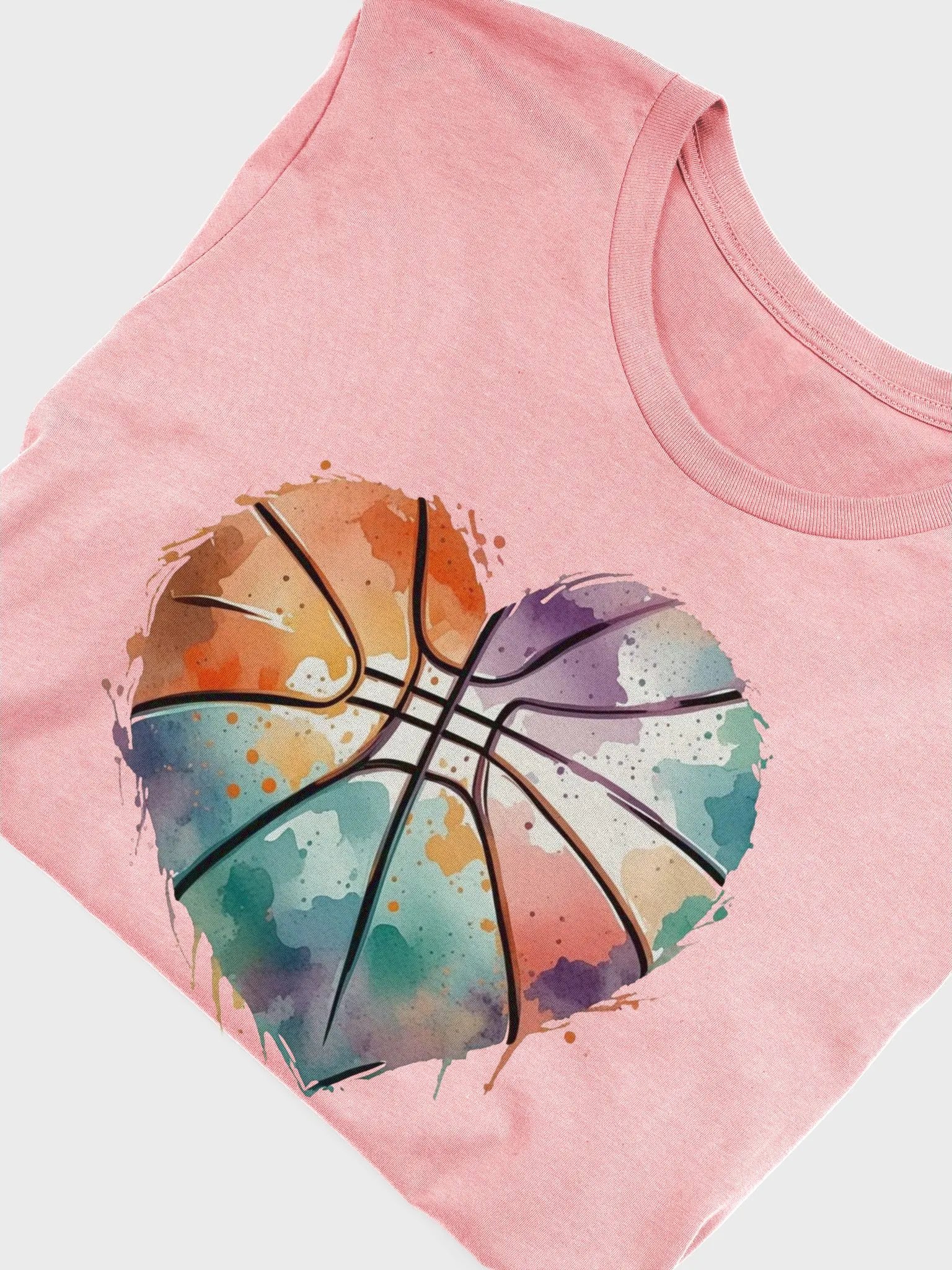 Heart Pastel Basketball Swirling Hoops Watercolor T-Shirt product image (3)