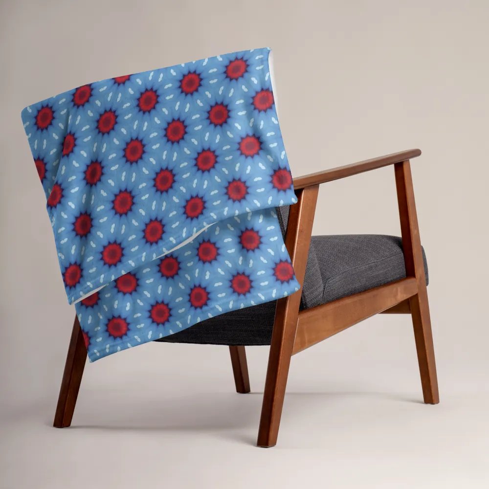 Blue Red & White Sunshine Seamless Patterned Throw Blanket product image (5)