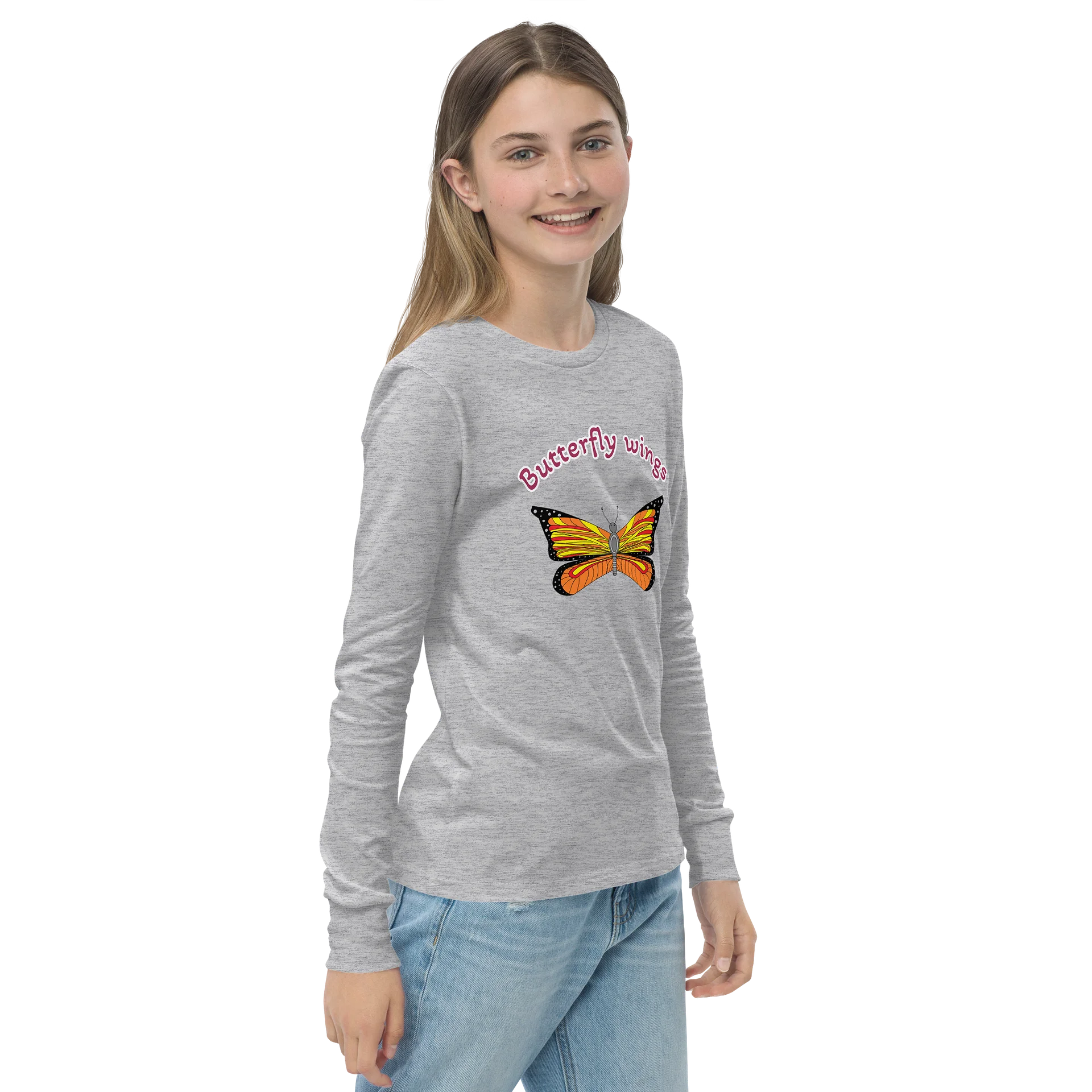 Playful Butterfly Wings Youth Long Sleeve T-Shirt product image (4)