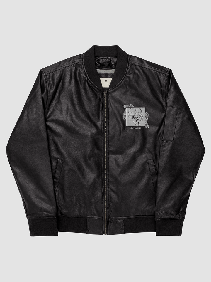 lolitsjaceee Full Logo Emoroidered Faux Leather Bomber Jacket product image (1)