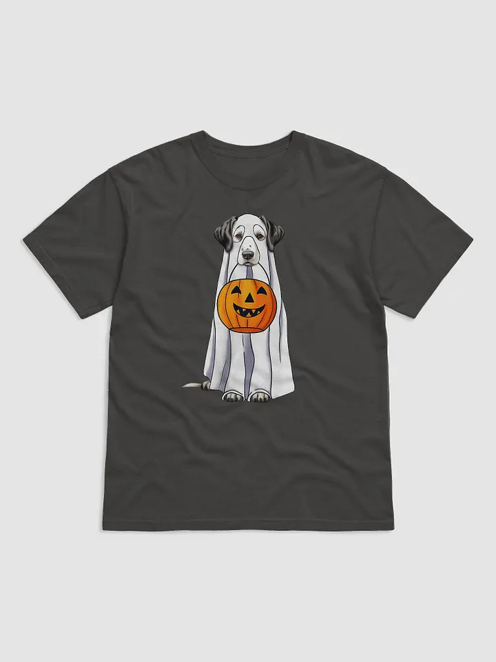 Dalmatian Halloween Tee | Funny Halloween Dalmatian Wearing a Ghost Costume with Pumpkin Basket product image (7)