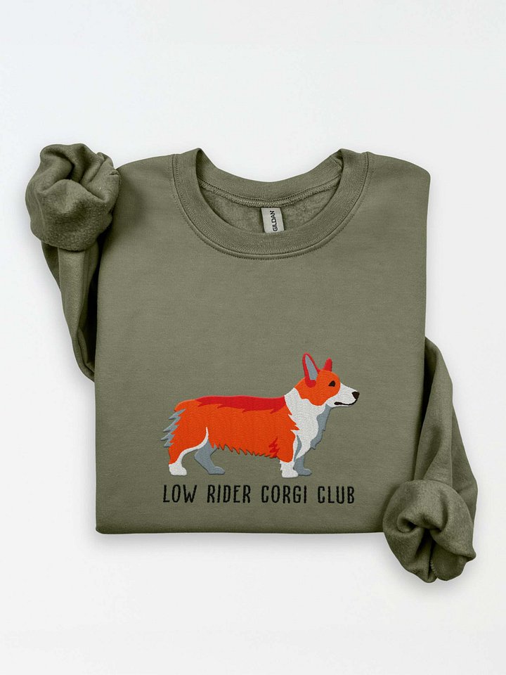 Low Rider Corgi Club Sweatshirt (Embroidered) of a Pembroke Welsh Corgi(Red) product image (1)