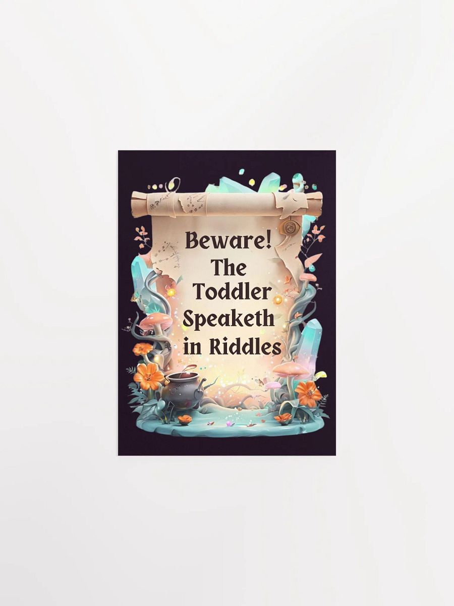 Funny Mom Wall Art – ‘Beware! The Toddler Speaketh in Riddles!’ – Parenting Decor product image (9)