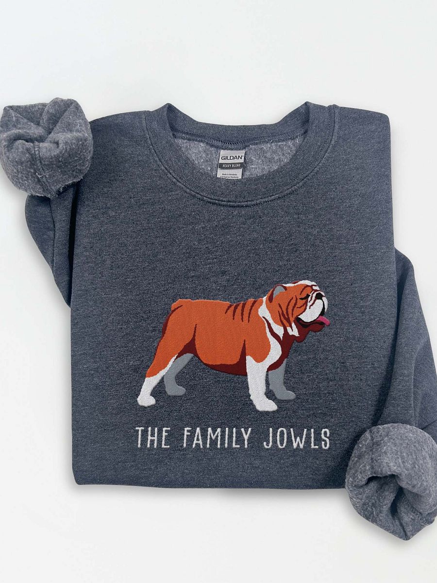 The Family Jowls Sweatshirt (Embroidered) of an English Bulldog product image (1)