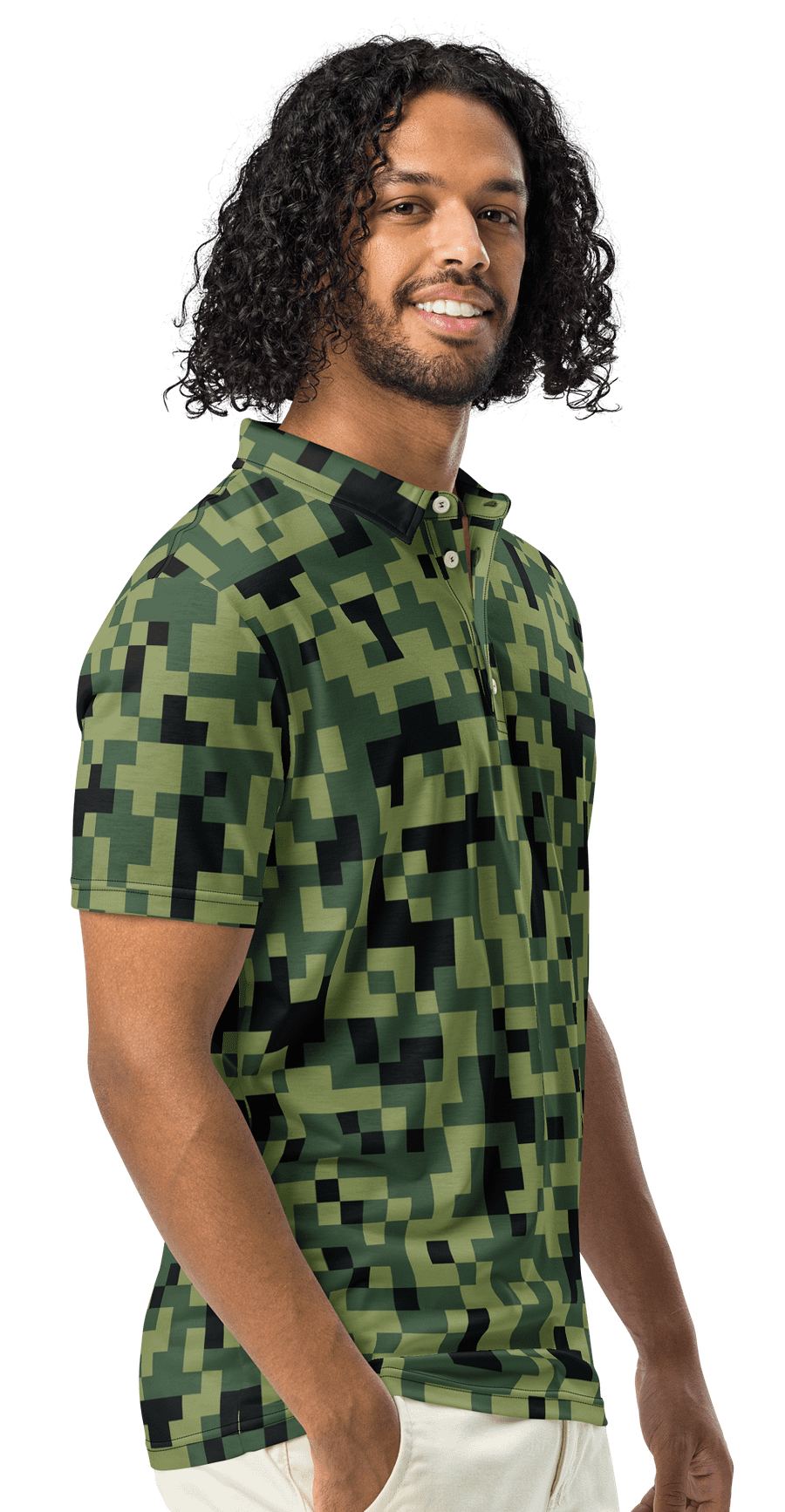 Military Green Camouflage Pixels Camo Pattern Polo Shirt product image (3)