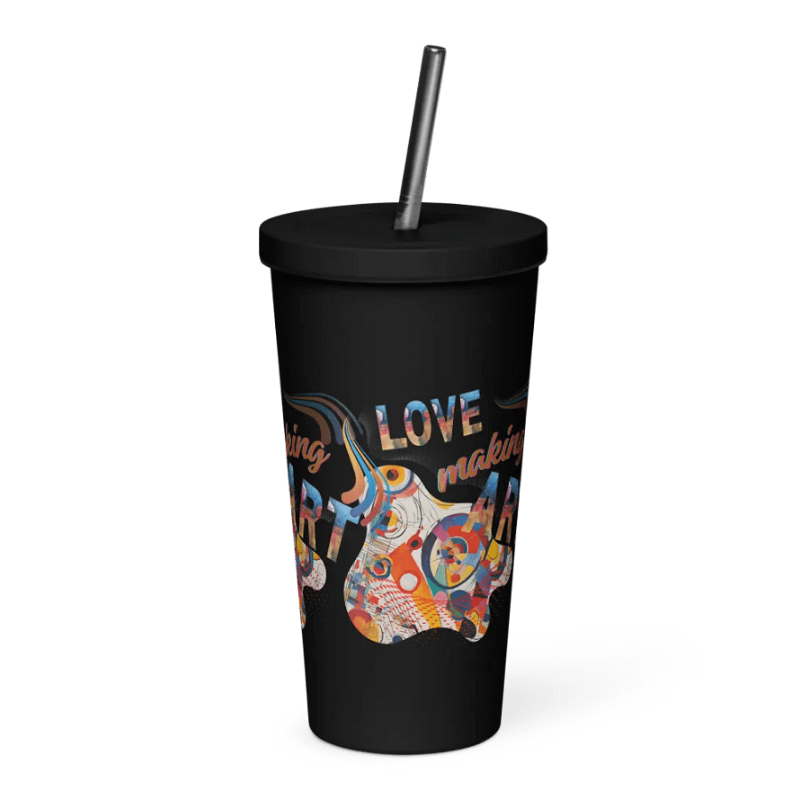 Insulated  tumbler Kadinsky inspired colorful design for the artist. 'Love making art'  Perfect gift for mom, dad, son, daughter colleague, friend who loves arty things product image (3)