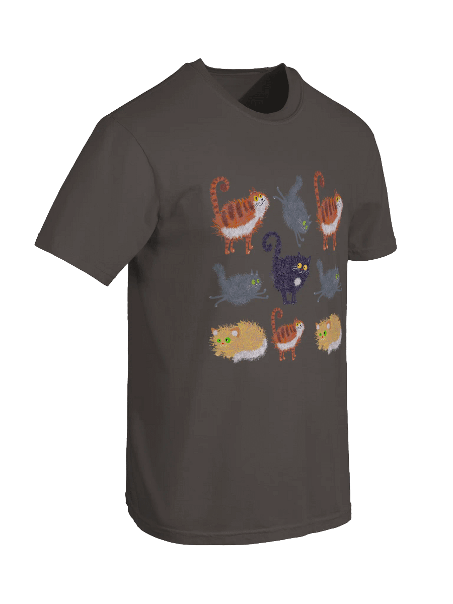 Funny Cat Pattern T-Shirt – Relaxed Fit Heavyweight Unisex Cotton T-Shirt product image (2)
