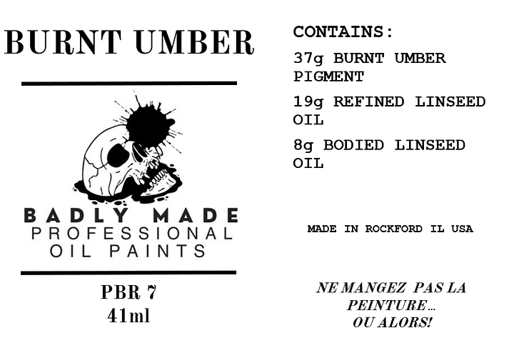 BADLY MADE PROFESSIONAL OIL PAINT BURNT UMBER PBR 7 product image (2)