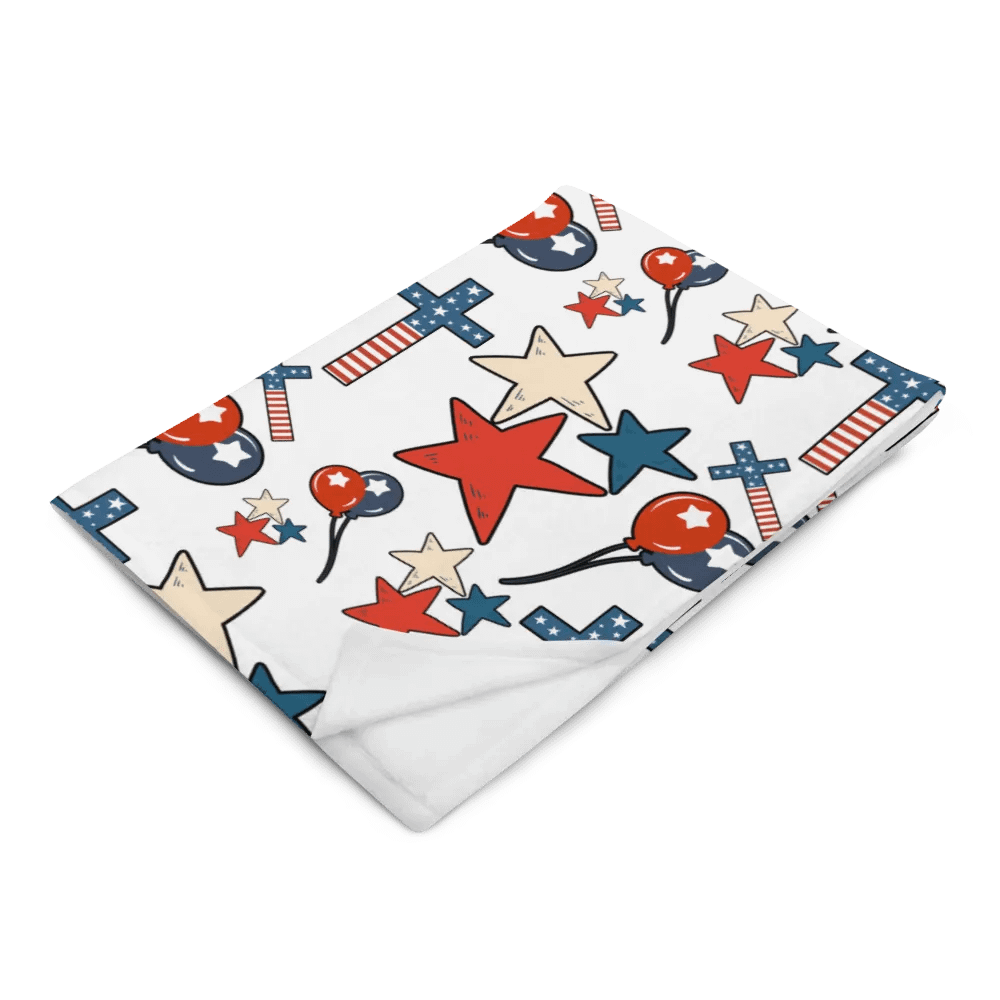 Red, White And Blue Stars And Crosses Blanket product image (5)