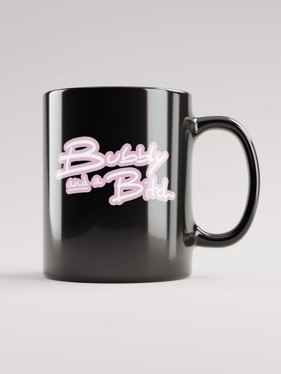 Bubbly and a B*tch (lined design, #E1B9CE) glossy black mug product image (11)