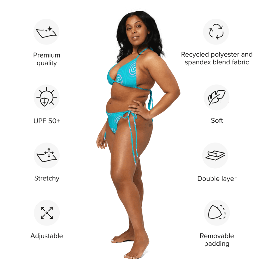 Beautiful Minimalist Ocean Swirl Pattern String Bikini product image (4)