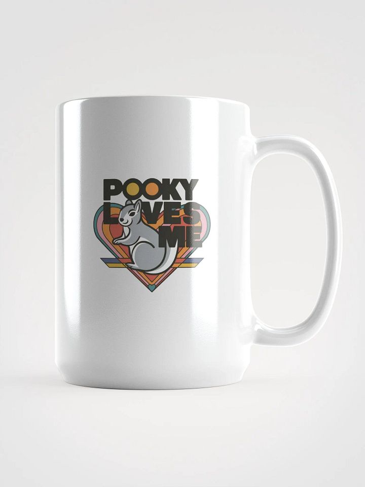 Large Mug: Pooky Loves Me, Retro Rainbow Heart and Grey Squirrel product image (1)
